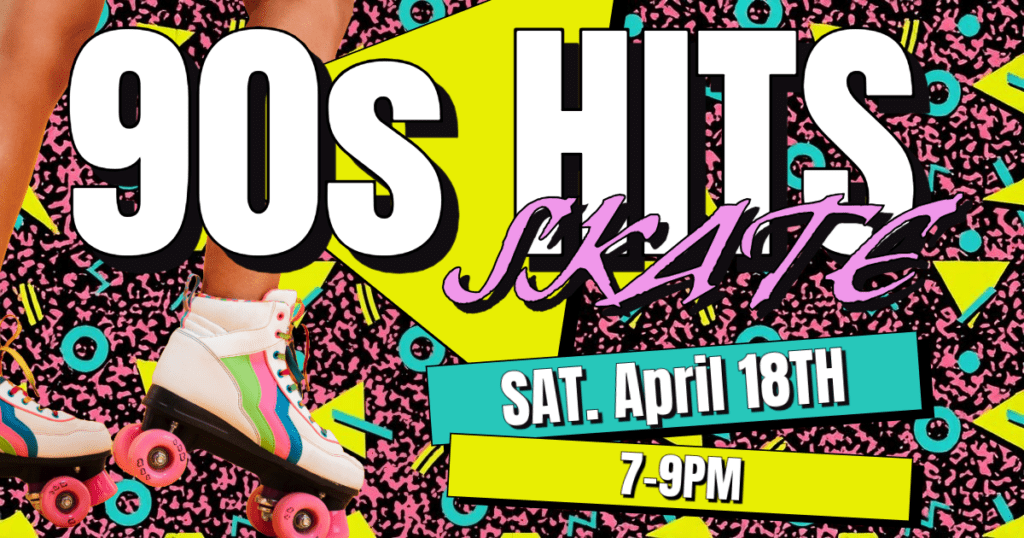 90s hits roller skating event poster